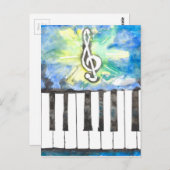 Piano Watercolor Postkarte (Vorne/Hinten)
