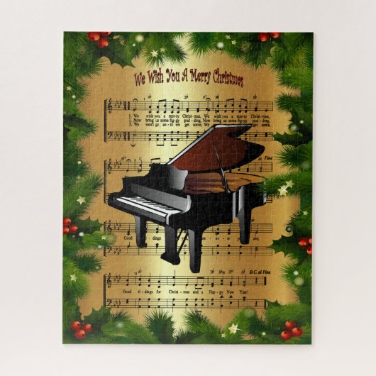 Piano ~ "Wir wünschen Ihnen ein frohes Weihnachtsf Puzzle (Vertikal)