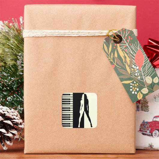 Piano Woman Quadratischer Aufkleber