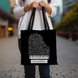 Piano Word Cloud-Geschenk für Klavierlehrer Tasche