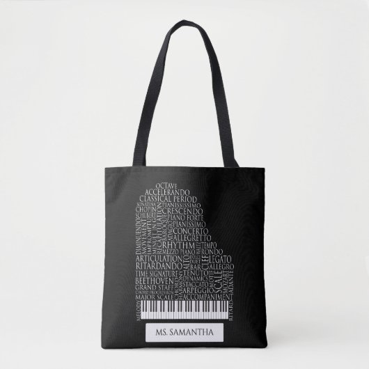Piano Word Cloud-Geschenk für Klavierlehrer Tasche (Vorderseite)