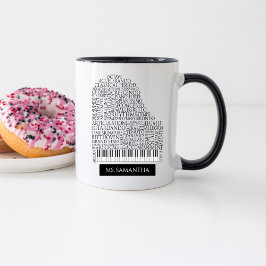 Piano Word Cloud-Geschenk für Klavierlehrer Tasse