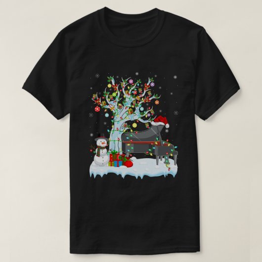 Piano Xmas Element Tree Lighting Piano Weihnachten T-Shirt (Design vorne)