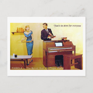Pianola, Vintage-Playerpiano Postkarte