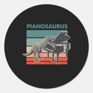 Pianosaurus Dinosaur Retro Grand Piano Player Pian Runder Aufkleber