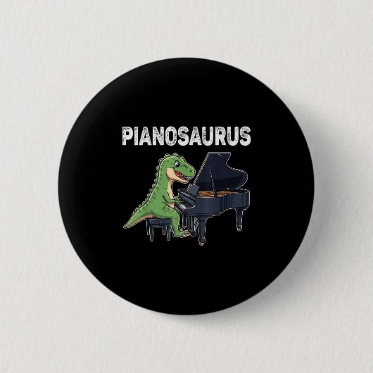 Pianosaurus Funny Dinosaurier Piano Kinder Musi Button (Vorderseite)