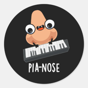 Pianose Funny Piano Nose Pun Dark BG Runder Aufkleber