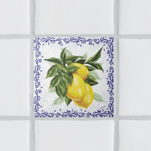 Piastrelle di ceramica con limoni italiani fliese