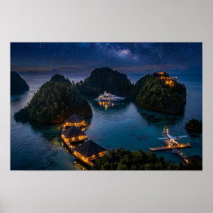 Piaynemo Nacht Sternenhimmel Raja Ampat Galaxie Ku Poster