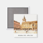 Piazza Bologna Italien Wasserfarbe Italien Magnet (Vorderseite/Rückseite)