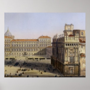 Piazza Castello, Turin, Gravur von F. Citterio (c Poster