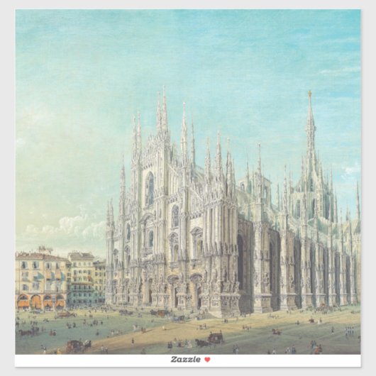 Piazza del Duomo, Mailand by Carlo Bossoli Aufkleber (Blatt)