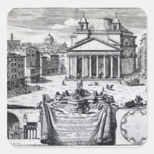 Piazza della Rotonda mit Blick auf Pantheon Quadratischer Aufkleber
