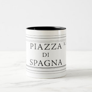 Piazza di Spagna, Rom-Straßenschild Zweifarbige Tasse