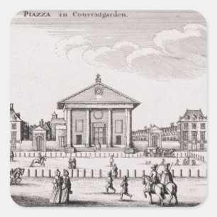 Piazza in Covent Garden, 1647 (Gravur) Quadratischer Aufkleber