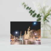 Piazza Navona bei Nacht unter Vollmond - Rom Postkarte (Stehend Vorderseite)