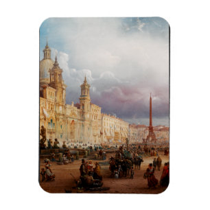 Piazza Navona Rom Markt 1850er Jahre Kunst Magnet