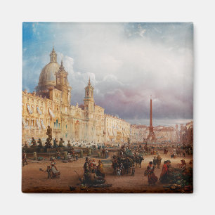 Piazza Navona Rom Markt 1850er Jahre Kunst Magnet
