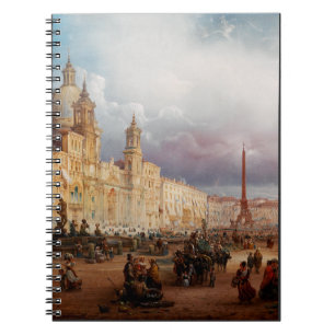 Piazza Navona Rom Markt 1850er Jahre Kunst Notizblock
