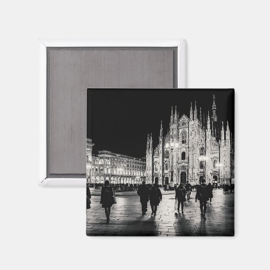 Piazza Night Scene, Mailand Magnet (Vorderseite/Rückseite)