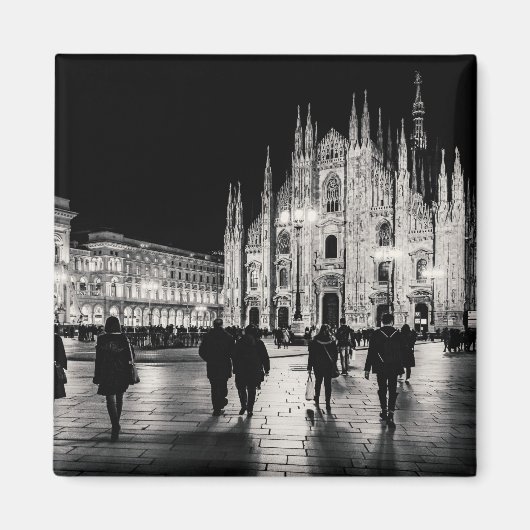Piazza Night Scene, Mailand Magnet (Vorne)