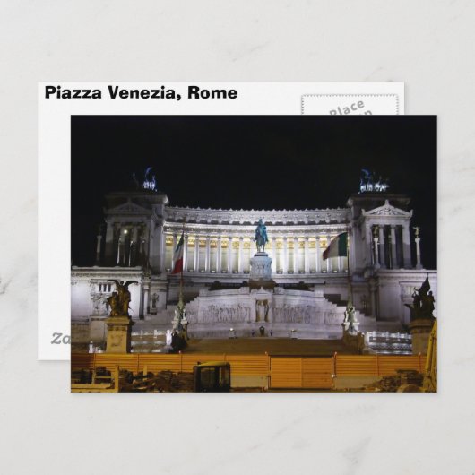 Piazza Venezia in der Nacht Postkarte (Vorne/Hinten)