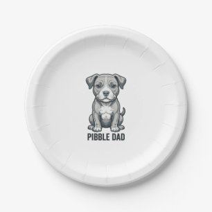 Pibble Dad Vintage Engraving Hund-Shirt-Design_1 Pappteller