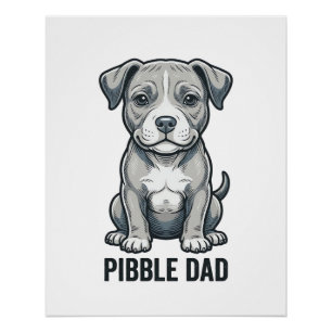 Pibble Dad Vintage Engraving Hund-Shirt-Design_1 Poster