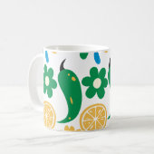 Picante Fiesta Chili Farbenfrohe Muster Kaffeetasse (Vorderseite Links)