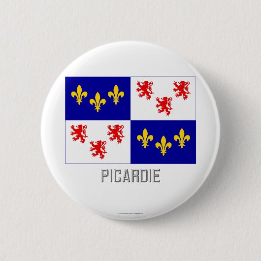 Picardie Flagge mit Namen Button (Vorderseite)