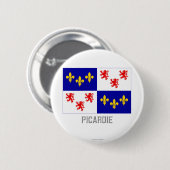Picardie Flagge mit Namen Button (Vorne & Hinten)