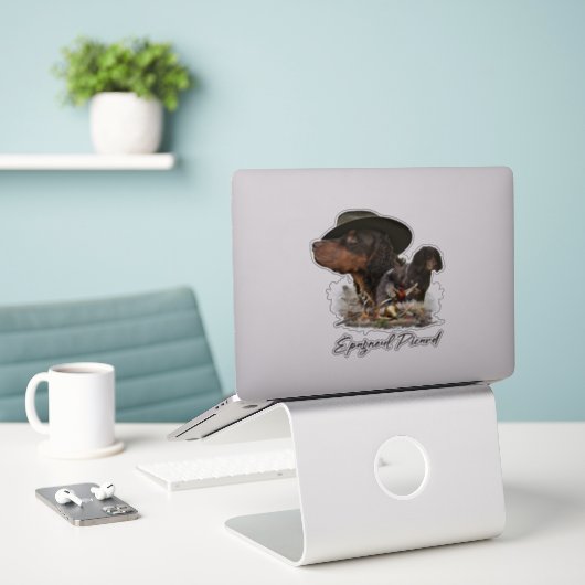 Picardie Spaniel , Jagdsaison Aufkleber (Laptop auf Schreibtisch)