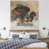 Picardie Spaniel , Jagdsaison Leinwanddruck (Insitu (Schlafzimmer))