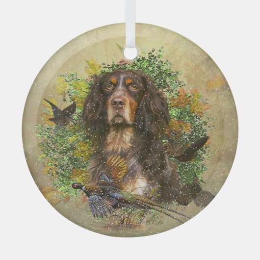 Picardie Spaniel , Jagdsaison Ornament Aus Glas (Vorderseite)