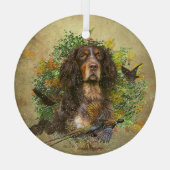 Picardie Spaniel , Jagdsaison Ornament Aus Glas (Rückseite)