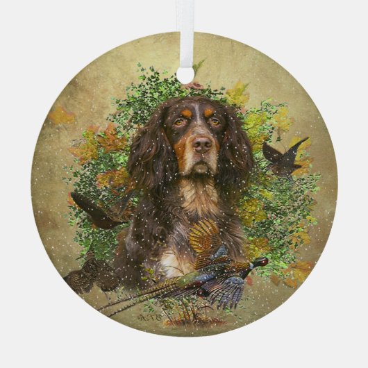 Picardie Spaniel , Jagdsaison Ornament Aus Glas (Rückseite)