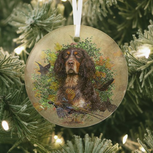 Picardie Spaniel , Jagdsaison Ornament Aus Glas (InSitu)