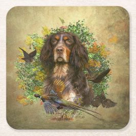 Picardie Spaniel , Jagdsaison Rechteckiger Pappuntersetzer