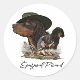 Picardie Spaniel , Jagdsaison Runder Aufkleber