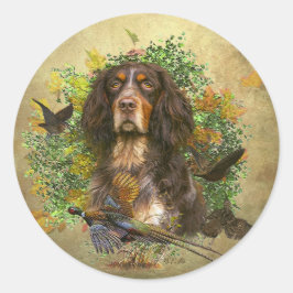 Picardie Spaniel , Jagdsaison Runder Aufkleber