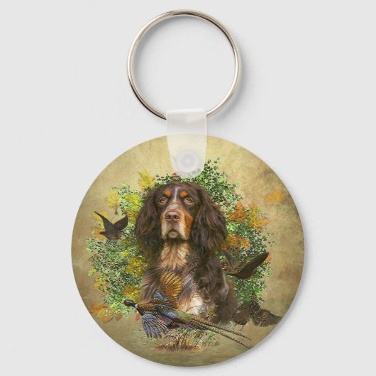 Picardie Spaniel , Jagdsaison Schlüsselanhänger (Vorderseite)