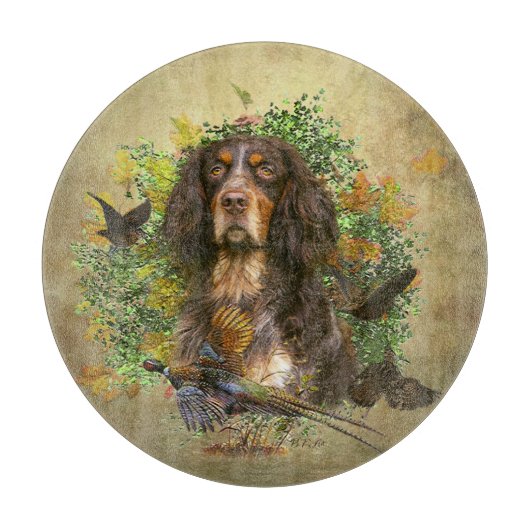 Picardie Spaniel , Jagdsaison Schneidebrett (Vorderseite)