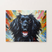 Picardie-Spaniel: Schwarzer französischer Jagdhund Puzzle (Horizontal)
