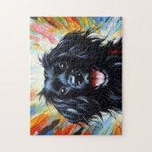 Picardie-Spaniel: Schwarzer französischer Jagdhund Puzzle (Vertikal)