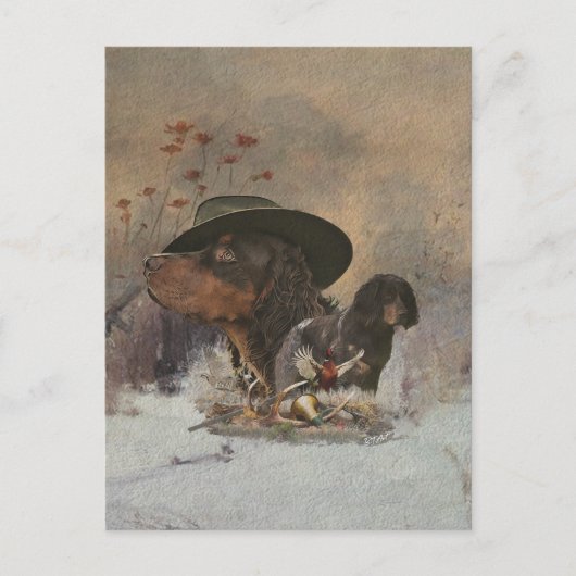 Picardy Spaniel , Jägersaison Postcard Postkarte (Vorderseite)