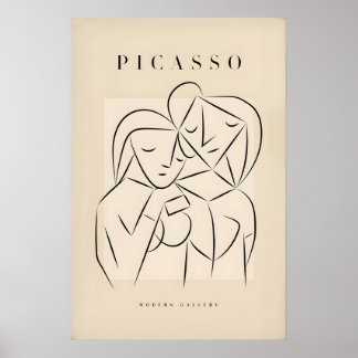 Picasso Abstrakte Liebespaar Umarmung Linienkunst Poster