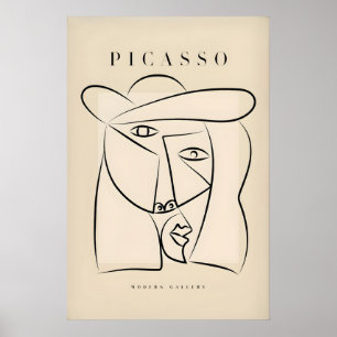 Picasso Abstrakter Gesichtshut Linienkunst Minimal Poster