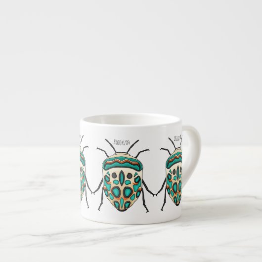 Picasso Bug Cartoon Illustration Espressotasse (Vorderseite Rechts)
