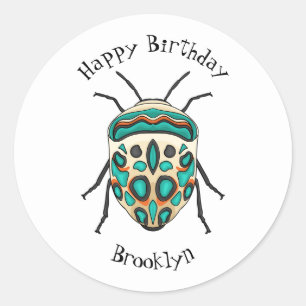 Picasso Bug Cartoon Illustration Runder Aufkleber