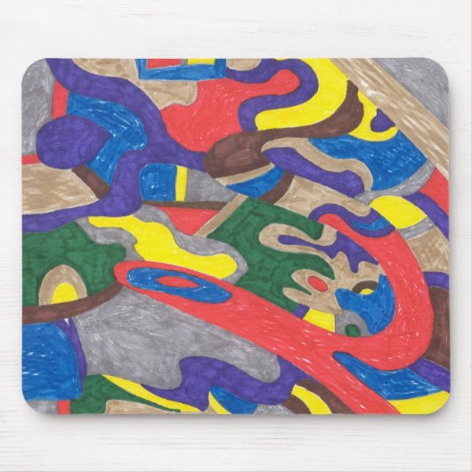 "Picasso Cat" Abstrakte Kunst Mousepad (Vorne)